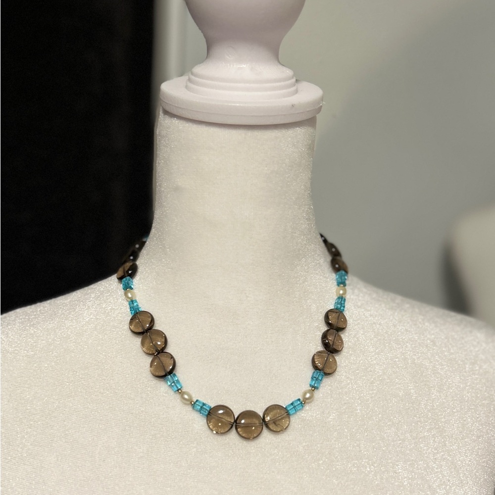 Sea glass and pearl necklace